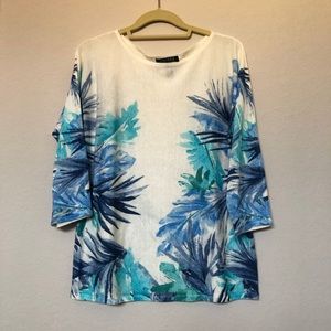 🌴LAUREN/ RALPH LAUREN TROPICAL PATTERN COTTON/LINEN SUMMER SWEATER SIZE LARGE